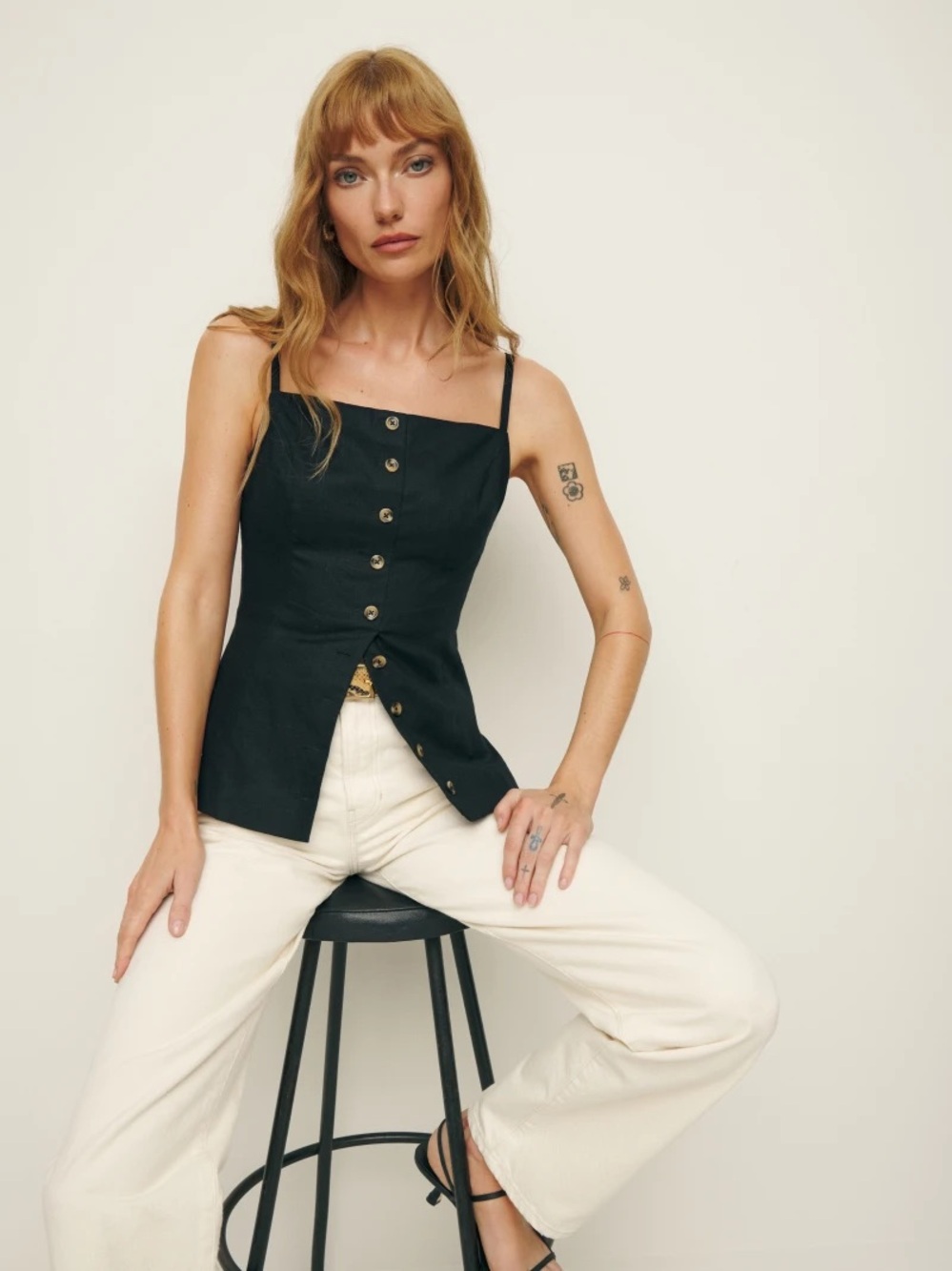 Reformation Antonia Linen Top